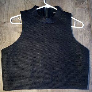 Express Black High Neck Crop Top with Cut Outs